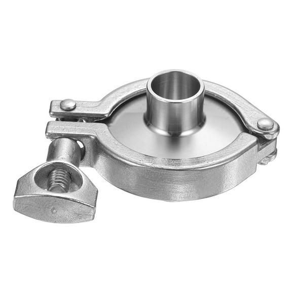 Uxcell Sanitary Clamp Fitting, 1.5" Tri Sanitary Clamp to 3/4" Tube OD Weld Ferrule 304 Stainless Steel Heavy Duty Sanitary Pipe Fittings with Clamp and Silicone Gasket, Silver