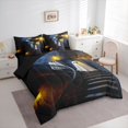 thumbnail image 2 of Feelyou Halloween Ghost Twin Bedding, Spooky Gothic Castle Bedding Comforter Set, Dark Blue, Black Reversible, 7pcs, 2 of 7