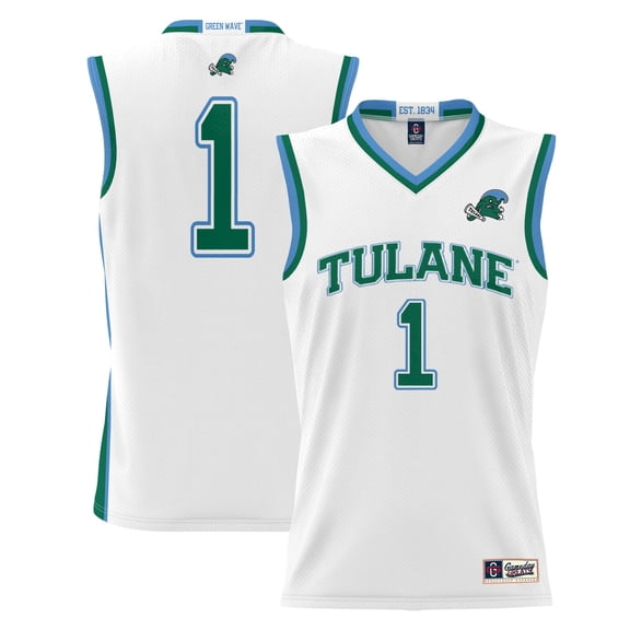 Male GameDay Greats #1  White Tulane Green Wave  Lightweight Basketball Jersey