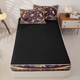 thumbnail image 4 of Homewish Retro Boho Flowers Zipper Full Size Comforter Sets with Fitted Sheet and 2 Pillowcases,Cute Cats Animal Zipper Bedding Set,Purple Cream,Black Reversible,4pcs, 4 of 8