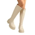 thumbnail image 6 of Knee High Riding Boots Platform Sole Comfortable Footwear for Fall and Winter Fashion Booties with Rear Zipper, 6 of 9