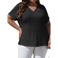 thumbnail image 5 of Plus Size Summer Short Sleeve Women V Neck Solid Casual Tee Shirt, 5 of 6