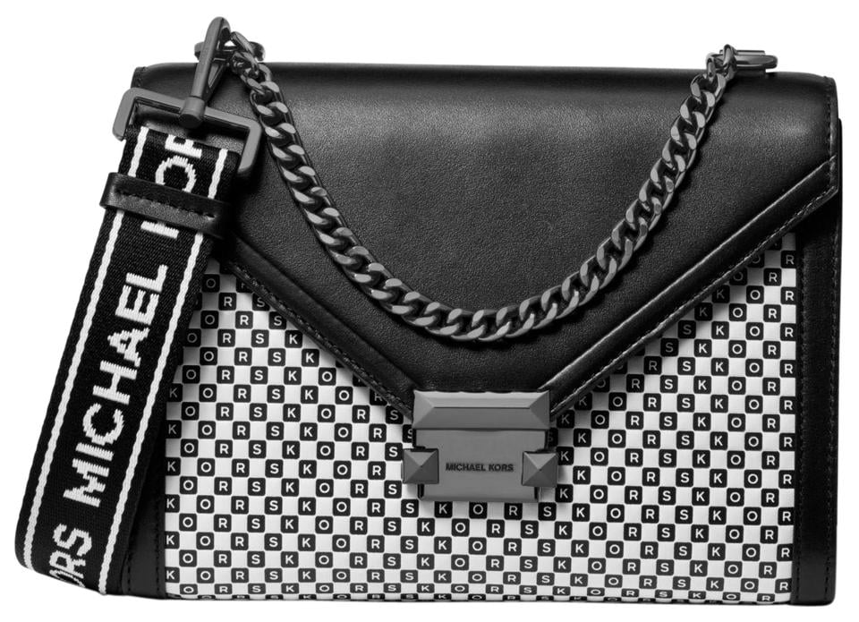 michael kors black and white handbag