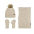 thumbnail image 5 of Glisme Wool Knitted Warm Gloves Hat Scarf 3 Piece Winter Windproof Plus Velvet Knitted Hat 3 Piece Set For Cycling Skiing Khaki, 5 of 5