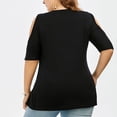 thumbnail image 4 of XCHQRTI Women V Neck Off Cold Shoulder Blouse Top Plus Size Lace T Shirt, 4 of 4
