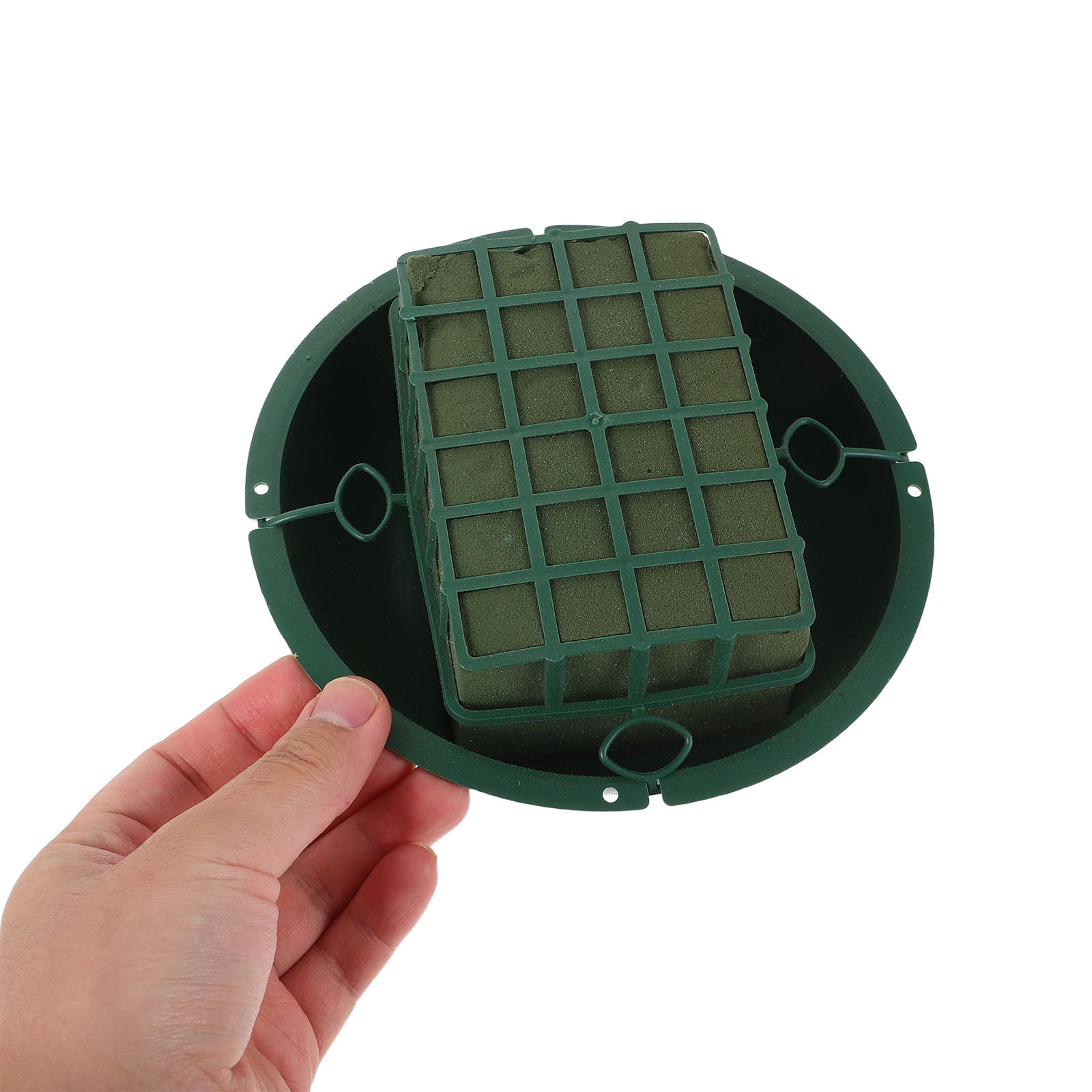 RENACLIPY 4 Sets Floral Saddle Flower Holders with Green Foam Tray for Cemetery Headstone Memorial Decoration
