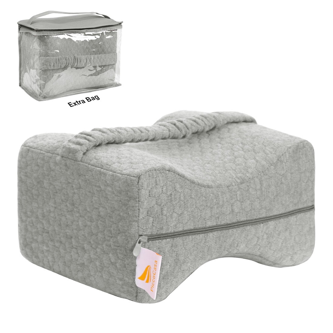 Memory Foam Contour Knee Cushion Leg Pillow Support for Side Sleeping Gray