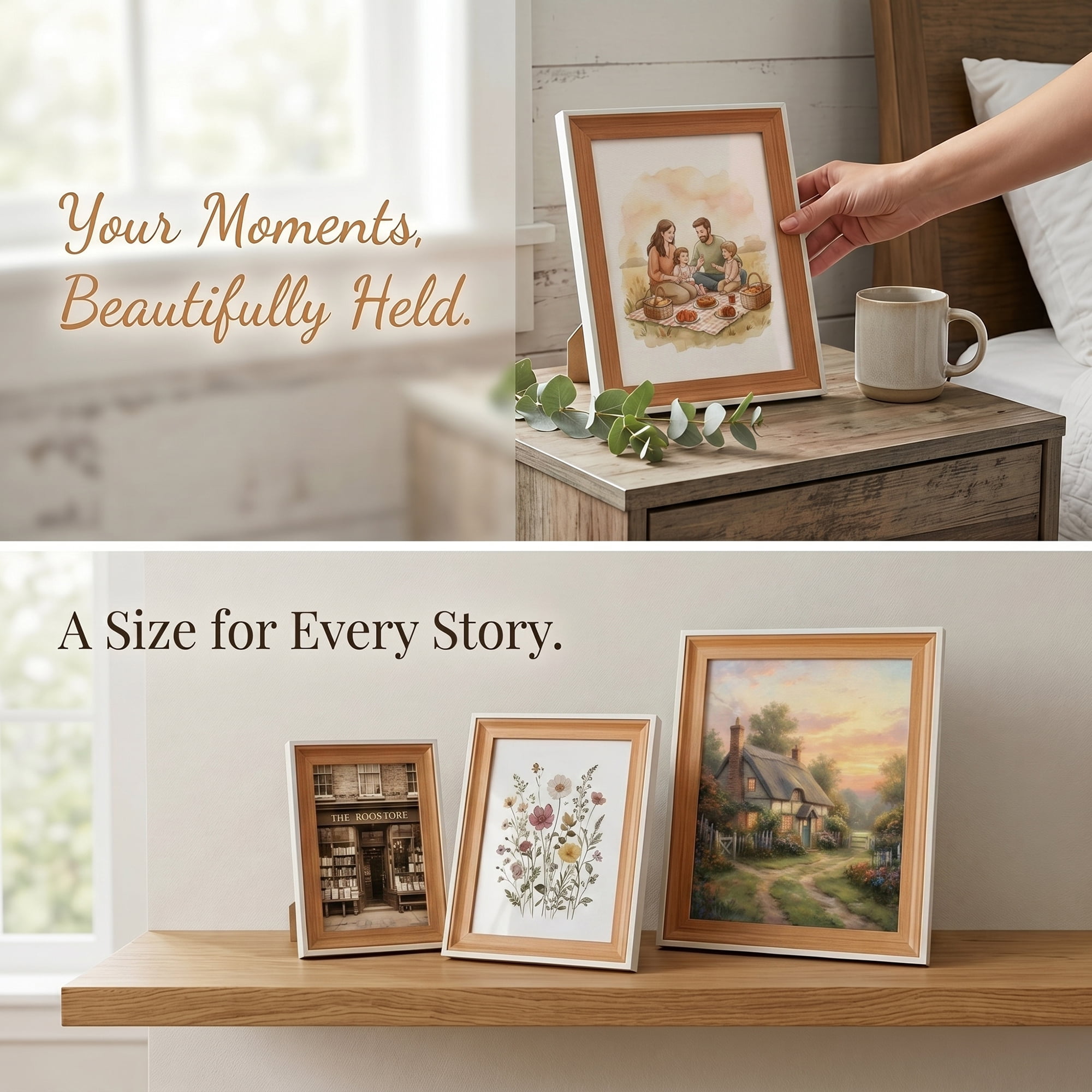 Unique Bargains A Collection of Resin Picture Frame with Glass Vintage  Hanging Natural