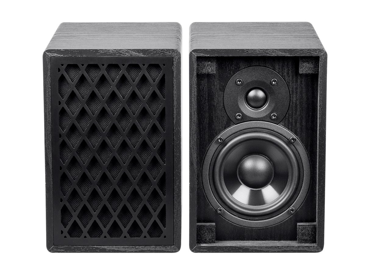 Monoprice Retro Bookshelf Speakers 4inch 2way, Black (pair) Walmart