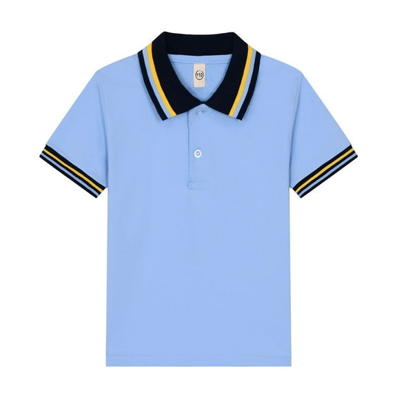 Boys Pique Polo Shirts Short Sleeve Button Closure Casual School Uniform T Shirt