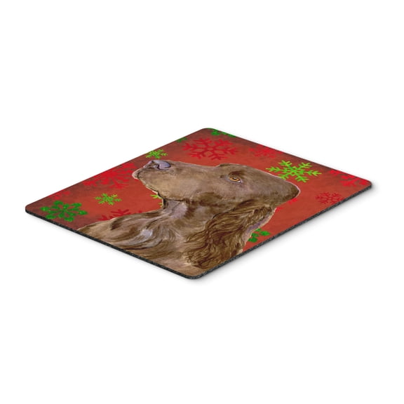 "Field Spaniel Red and Green Snowflakes Holiday Christmas Mouse Pad Hot Pad or Trivet"