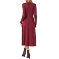 thumbnail image 3 of INSPIRE CHIC Fall Ribbed Knit Dresses for Women Mock Neck Casual Long Sleeve Maxi Dress M Wine Red, 3 of 6