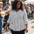 thumbnail image 3 of GRACE & GRANDEUR Women's Plus Size Tops Polka Dots V Neck 3/4 Sleeves Peplum Hem Babydoll Blouses 2X White, 3 of 9