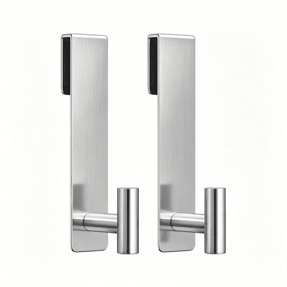 ZHZFKQ Shower Door Hooks,Heavy Duty Rack Hooks for Robe,Stainless Steel Robe Towel Hooks for Bathroom,Fits Frameless Glass Shower Doors Up to 3/8" (10Mm) Thick (Silver,2 Pack)