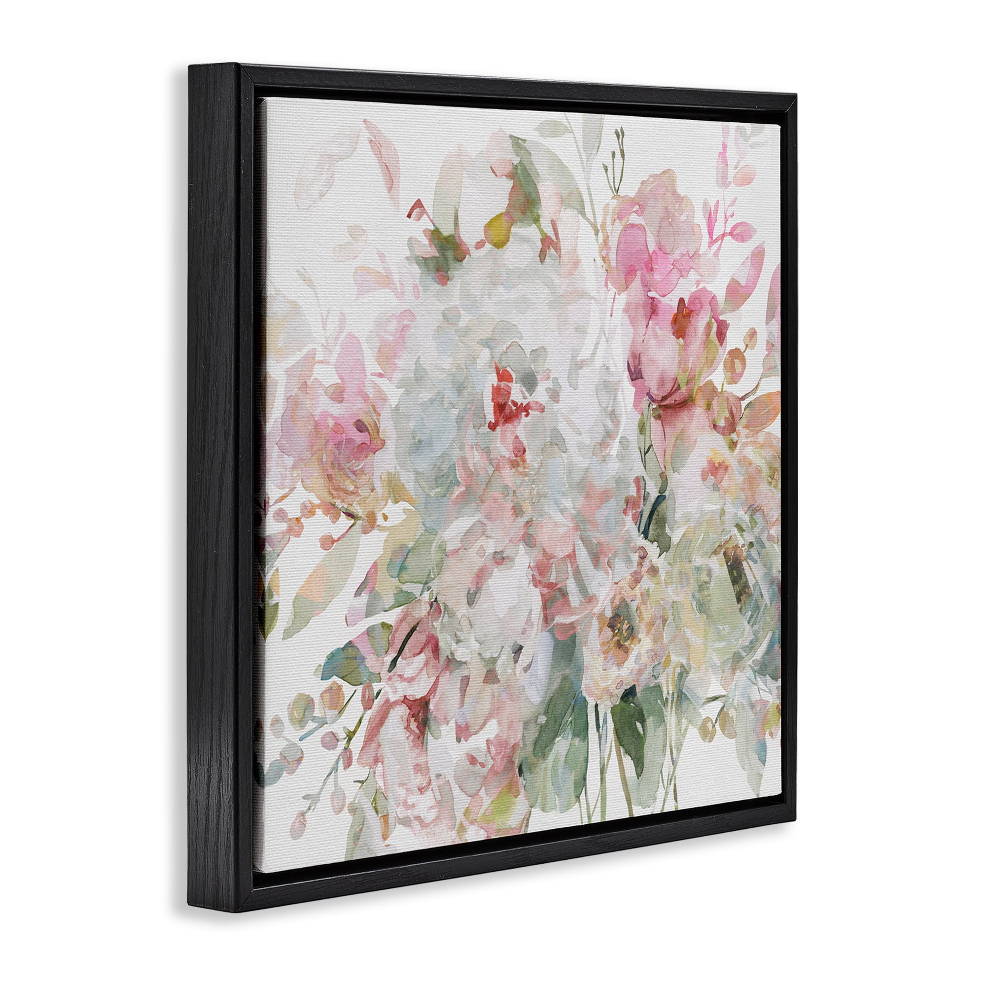 Stupell Industries Romantic Pastel Blossoms Black Framed Floater Canvas Wall Art, design by Carol Robinson