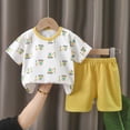 thumbnail image 2 of NOLDARES Baby Boy Summer Clothes Tropical Palm Tree Print T-shirt Shorts Set Infant Toddler Hawaiian Beach Outfits Blazer,3-9 M, 2 of 5