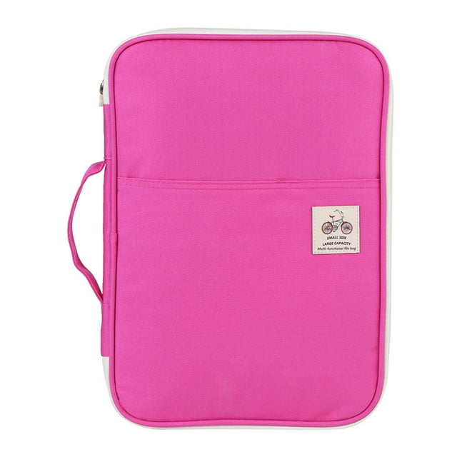 Carpeta de archivos A4 para documentos, organizador de portafolios, estuche con cremallera para computadora portátil (rosa rojo)