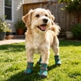 thumbnail image 5 of Dog Boots with Non- Sole Outdoor Protector Pet Shoes for Small Medium Large Dogs Breathable Paw Wear with Reflective Strips for Walking Hiking 11.8" (Sky Blue), 5 of 6