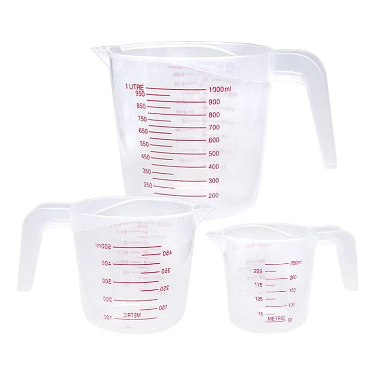 3 Pcs Plastic Measuring Cup Capacity Clear Measuring Jug Set Stackable