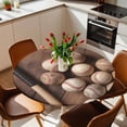 thumbnail image 3 of Baseball Fitted Tablecloth with Elastic Edged, Round Table Cloth for Dining Table, Farmhouse Retro Sport Theme Brown Wooden Grain Waterproof Oil Proof Table Cover for Indoor Outdoor 55"-60", 3 of 8