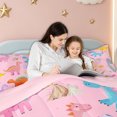thumbnail image 4 of meiyoeat Kawaii Dinosaur Full Size Comforter Sets for Girls Kids, Volcano Dino Bedding Comforter Set, Pink, Pink Reversible, 3-Piece, 1 Comforter and 2 Pillowcases, 4 of 6