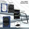 thumbnail image 4 of ELEHOLD Rugged Hybrid Case For iPad Pro 13 2024, with Built-in Kickstand 360° Rotating Handstrap Pencil Holder Crossbody Shoulder Strap Shockproof Heavy Duty Case, Navyblue+Black, 4 of 10