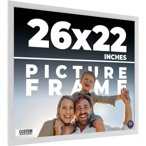 26x22 Frame White Solid Wood Picture Frame Includes UV Acrylic Shatter Guard Front, Acid Free Foam