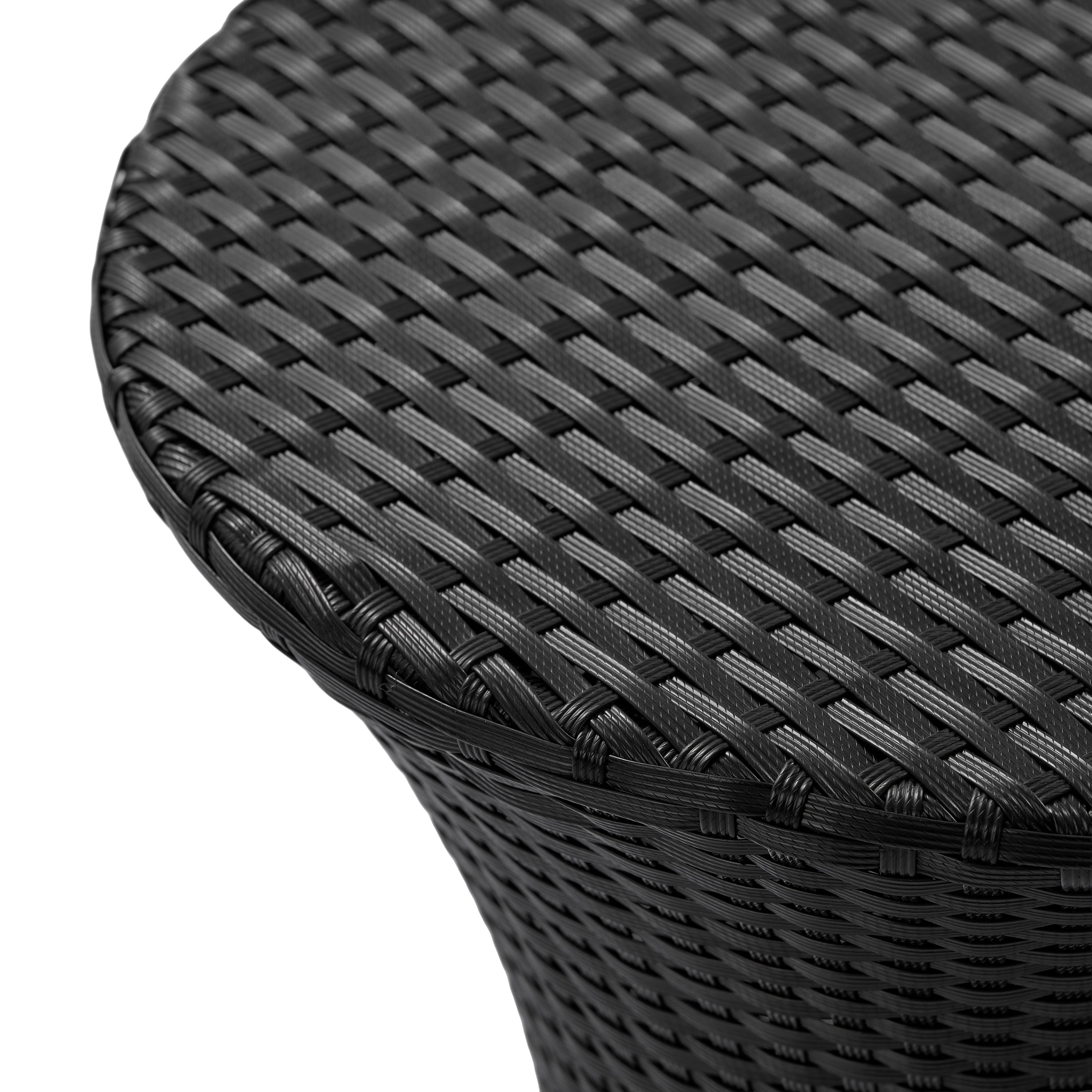 Outdoor No Glass Top Hourglass Rattan Side Table for Patio Balcony Garden, Black