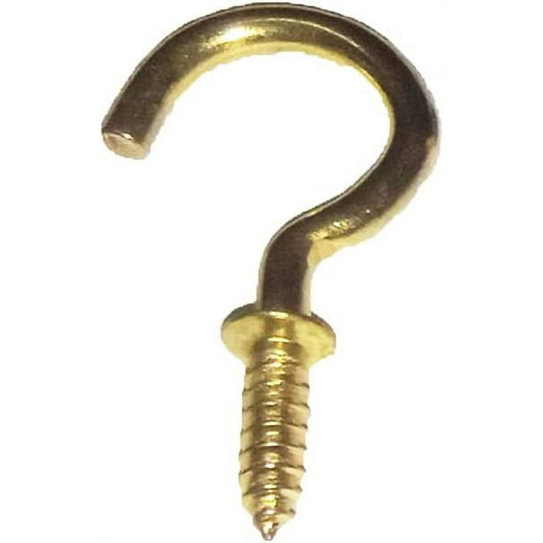 Brass Screw Hooks, J-Hook Cup Hooks Screw-in Hooks for Hanging Plants Mug  Cup, Decorative Bell Gold (Qty : 12)