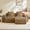 Brown, variant on Modular 2-Seat L-Shape Sectional Boneless Sofa with Movable Ottoman, Velvet Fabric Couch with French Edge Piping for Living Room, Red