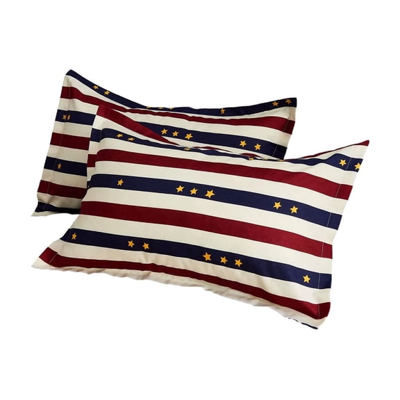 Lypsnake Independence Day Striped Print Pillow Covers, Patriotic Red White Blue Star Pillowcases, Soft Decorative Throw Pillow Shams for Home Sofa Couch Bed and Living Room Decoration