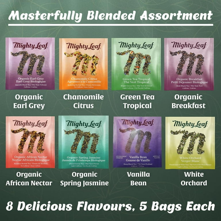 海外紙物　アメリカ　Herb Tea 袋　50枚　大量 1名様 Mighty Leaf Organic Tea Sampler, Herbal & Caffeine-Free Assortment