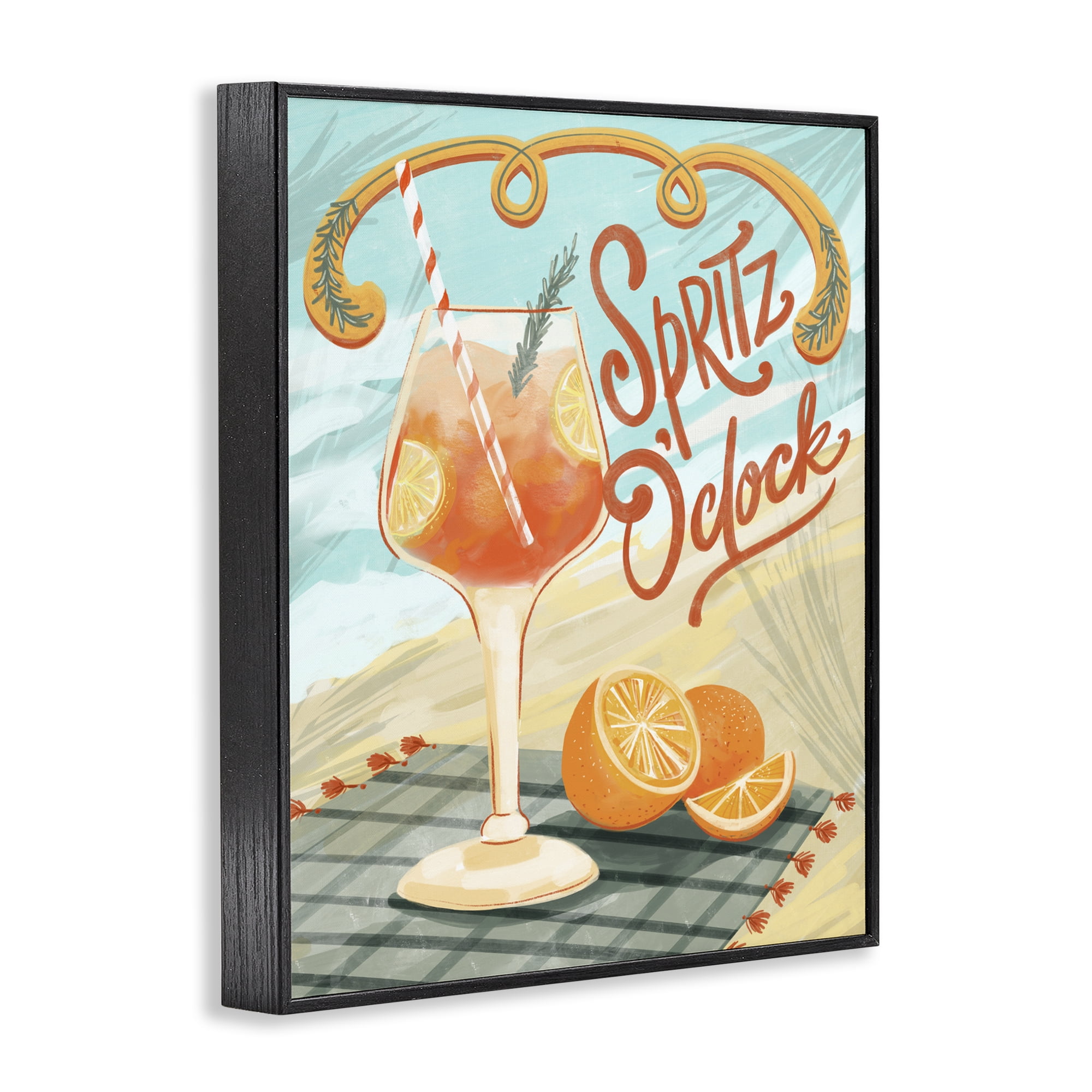 Stupell Industries Spritz O'Clock Citrus Cocktail Black Framed Giclee Art, design by Connie Summers