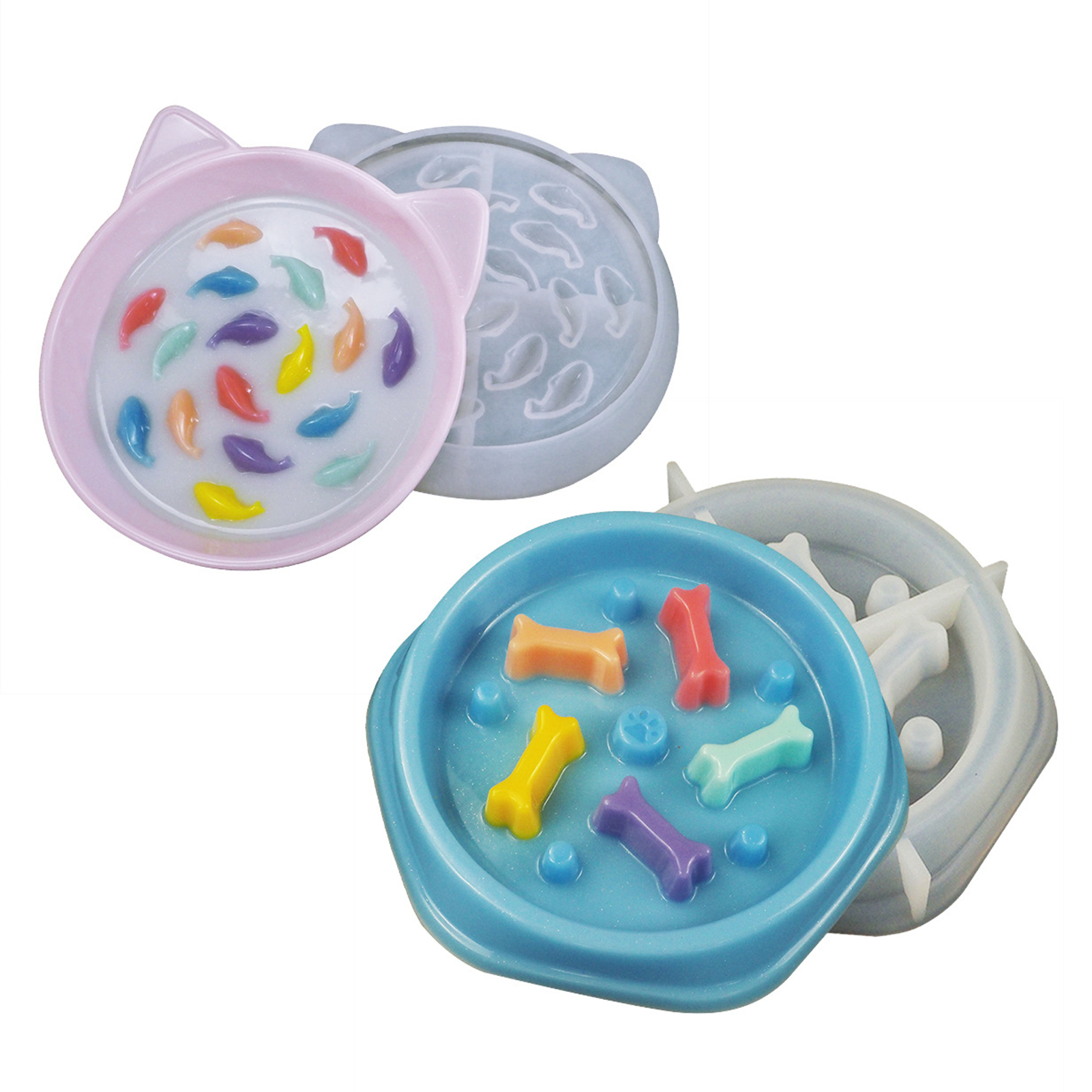 Cheers Easy Release Pet Food Bowl Mold Flexible Silicone Crafts Casting