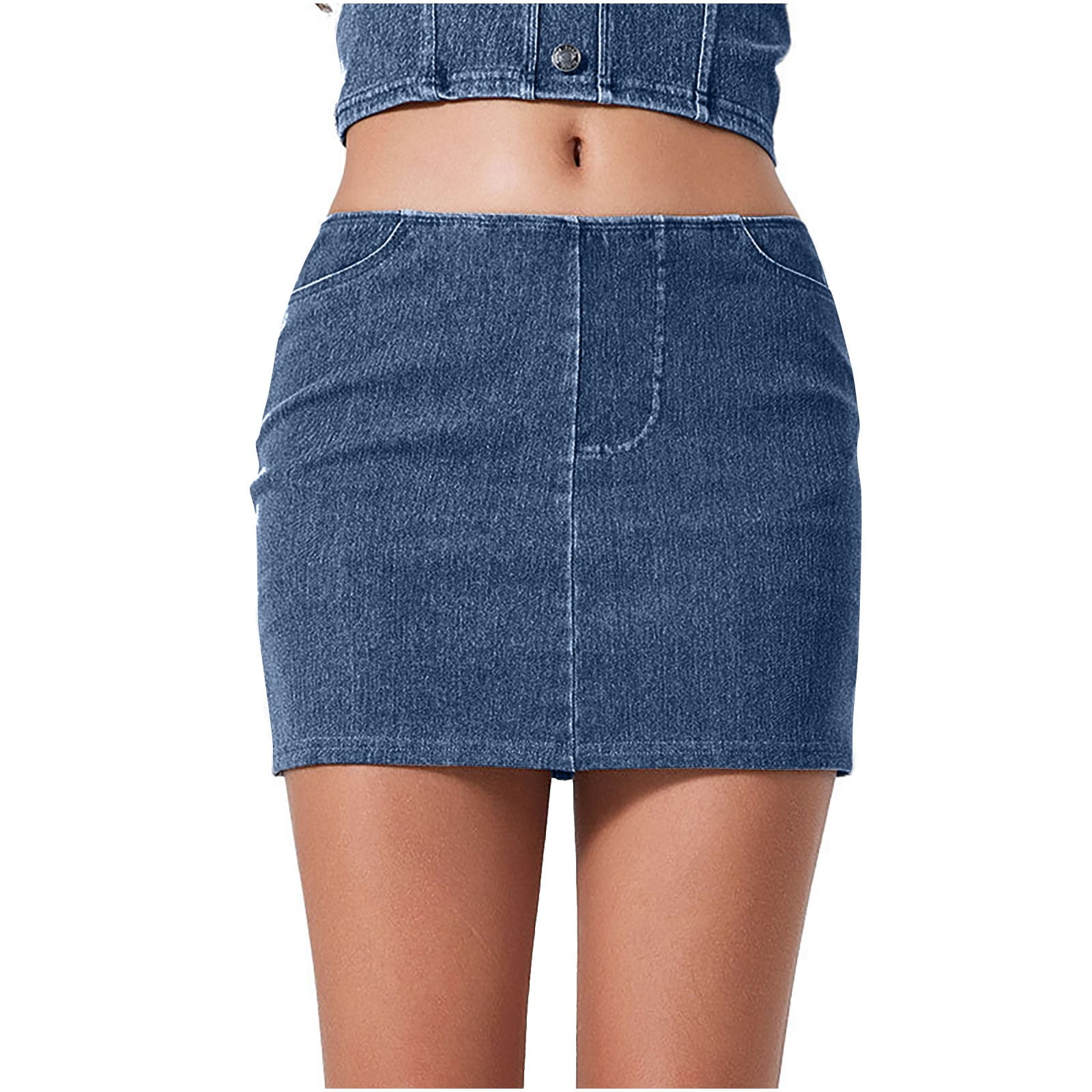 cfhntfmh Stretch Jean Skirts for Women Denim Skorts High Waisted