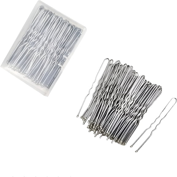 TUWAFE 50 pcs U Shaped Hair Pins for Women and Girls with Storage Box (Silver)
