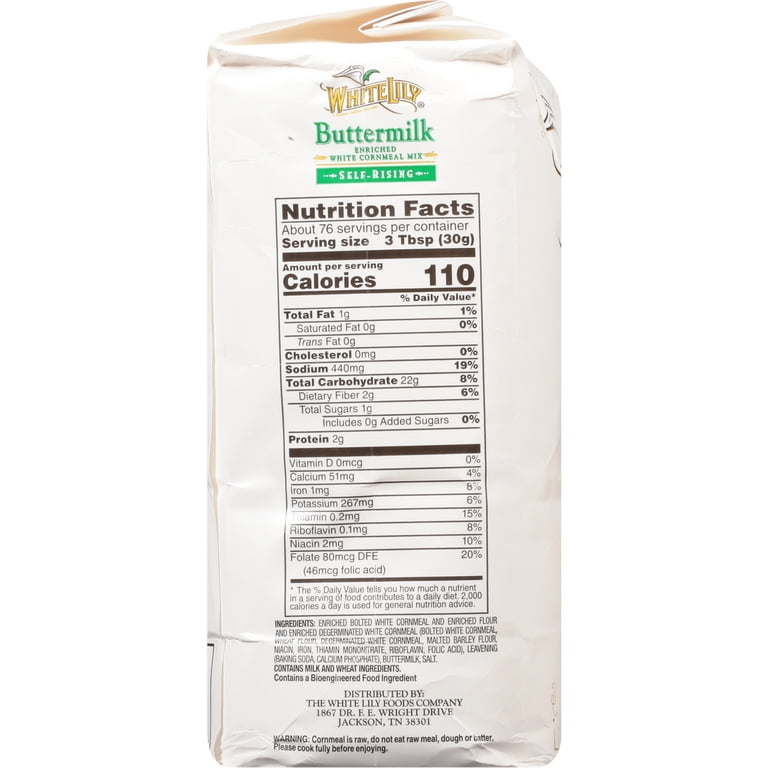 White Lily Cornmeal Mix Self-Rising Buttermilk White Cornmeal 5 lb Bag -  Walmart.com