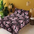 thumbnail image 2 of Ambesonne Flowers Boho Fitted & Flat Sheet with Sham 3 Pcs Set, Night Jungle Floral, Twin, Dark Purple Blush and Plum, 2 of 5