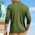 thumbnail image 5 of LNZGNM Men's Henley Shirts Quick Drying Button Up Solid Color T-Shirts Loose Breathable Long Sleeve Shirt Athletic Daily Wear Lapel Top,Army Green S, 5 of 9