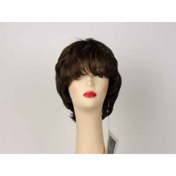 European Human Hair Freeda Wig Dark Brown Linda With Highlights Size M