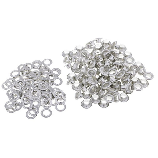 100 pares de ojales metalométricos con arandelas/sin manualidades 8 x 4 mm de plata