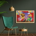 thumbnail image 2 of Circus Wall Art with Frame, Lionnd Clownt the Circus Stage Theater Curtain Playing Performancerts, Printed Fabric Poster for Bathroom Living Room, 35" x 23", Multicolor, by Ambesonne, 2 of 2