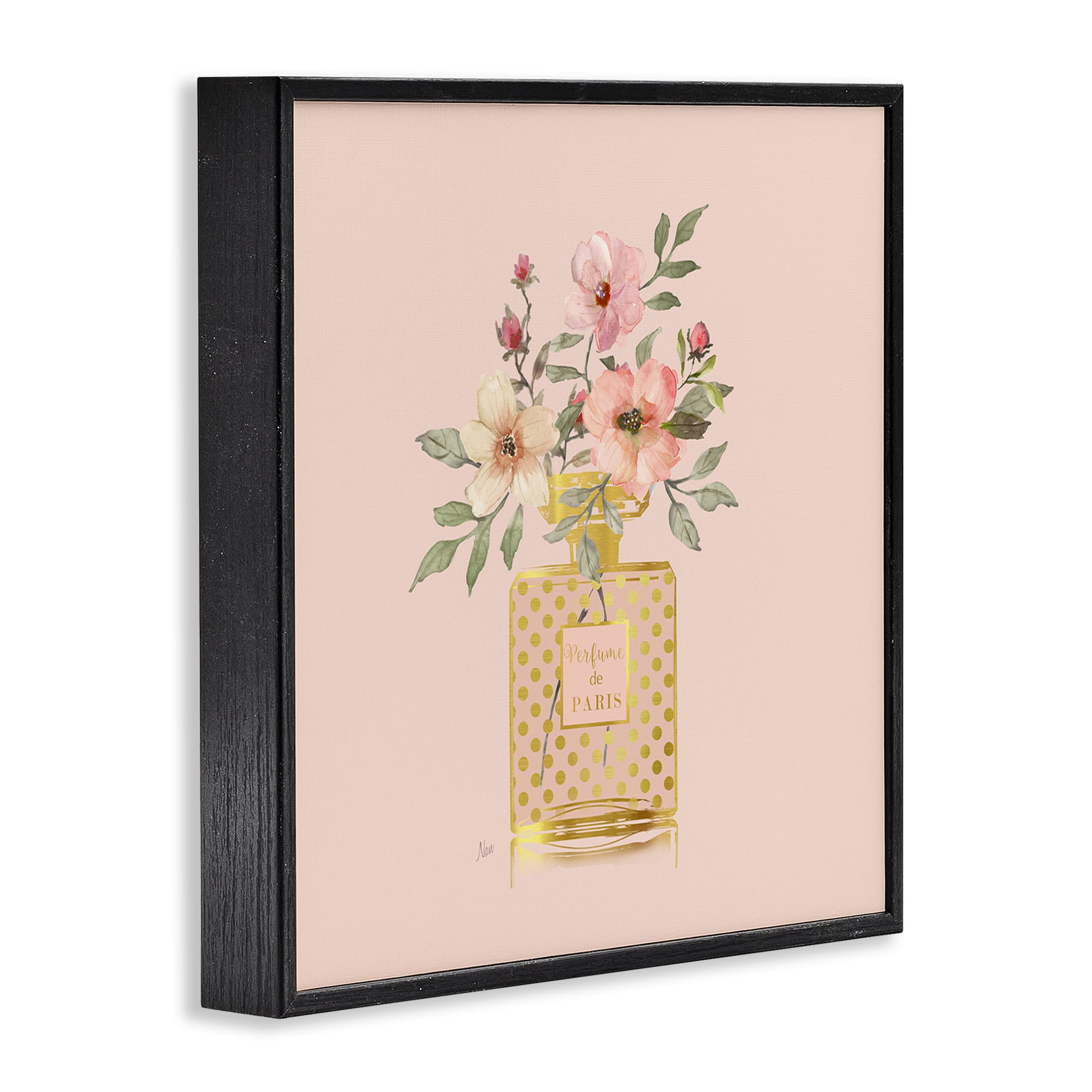Stupell Industries Glam Perfume Bouquet Botanical & Floral Painting Black Framed Art Print Wall Art, 17 x 17