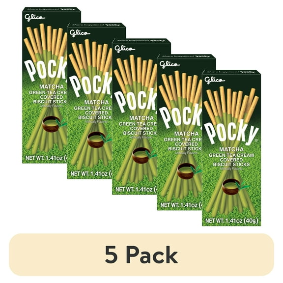 (5 pack) Glico Pocky Matcha Covered Biscuit Sticks, 1.41 oz