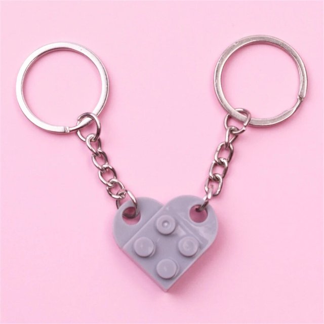 LLavero de bloque de ladrillo emparejado a juego, llavero de corazón de amor para amantes de la pareja, mejores amigos, de la Amistad baratija, regalos de joyería