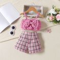 thumbnail image 2 of Coerni Toddler Baby Girl Summer Outfits Puff Sleeve Crewneck T Shirt Tops With Tie Up Shorts Summer 2Pcs Clothes Set, 2 of 6