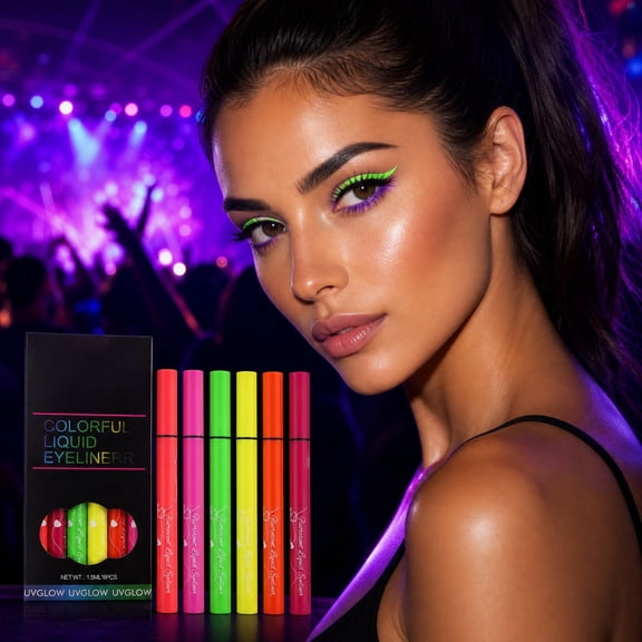 6 Colors Face Paint Makeup, Sweatproof, Smudgeproof, Waterproof UV Eye Liner Set, Glow Face Painting Kit for Adults Artist Halloween Christmas Birthday Party