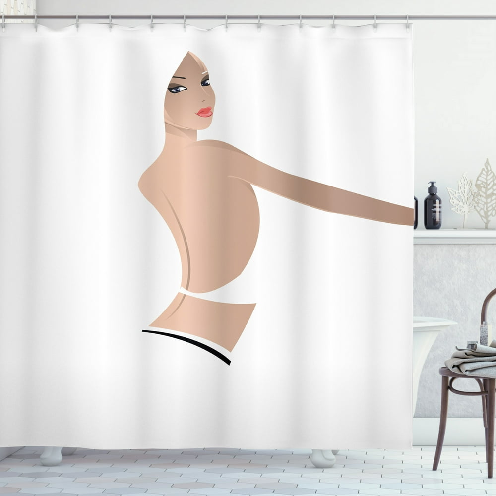 Girls Shower Curtain View Of A Sexy Woman In White Looking From Her Back Feminine Fashion Art