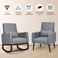 thumbnail image 6 of Costway Set of 2 Dual-use Upholstered Rocking Chair w/Pillow Dark Grey, 6 of 11