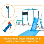 Plum Play Kids Water Slide Outdoor Play Equipment - Toddler Water Toys, Water Gun, Monkey Bars, Sprinkler for Kids, Dump Bucket, Backyard Waterpark with Splash, 3yrs+, Up to 110 lbs (Blaster Course)